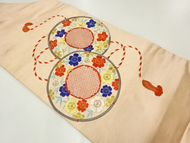 JAPANESE KIMONO / ANTIQUE NAGOYA OBI / SILK / EMBROIDERY / FLOWER